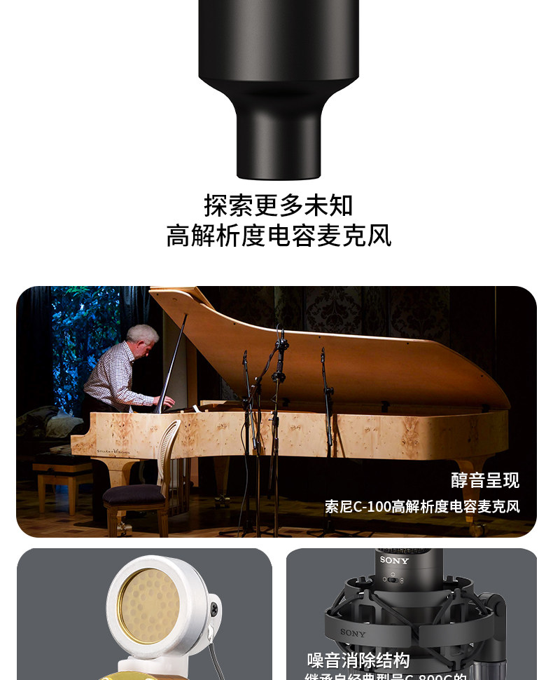 Sony/索尼 C-80 C-100电容麦克风 主播K歌游戏有声书ASMR录音话筒
