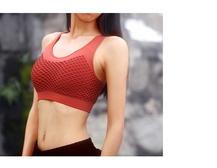 Lưới làm đẹp trở lại áo ngực thể thao không có vòng thép tập hợp áo chống sốc tập thể dục đồ lót nữ chống sốc áo ngực nhanh khô áo yoga