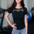 Quần short thể thao nữ tay ngắn cổ tròn làm đẹp lưng áo thun co giãn cao thoáng khí tập yoga bó sát thể dục quần áo nhanh khô mùa hè Áo phông thể thao