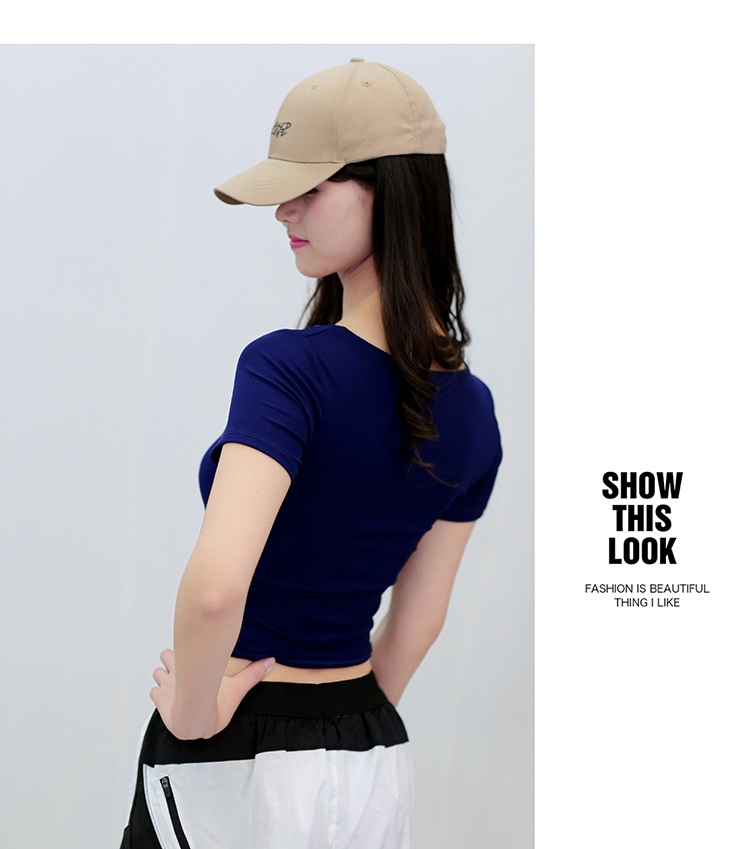 Sexy vest thể thao hàng đầu phụ nữ ngắn tay khô nhanh thể dục ngắn t-shirt nửa tay rốn chặt chẽ-phù hợp yoga quần áo giản dị áo phông nam anta chính hãng