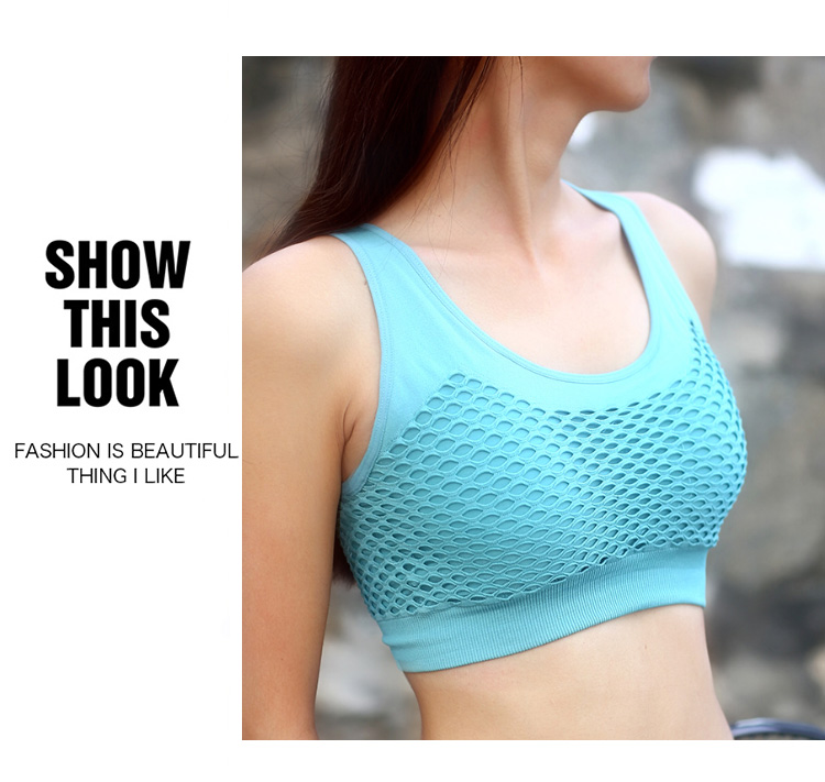 Lưới làm đẹp trở lại áo ngực thể thao không có vòng thép tập hợp áo chống sốc tập thể dục đồ lót nữ chống sốc áo ngực nhanh khô áo yoga