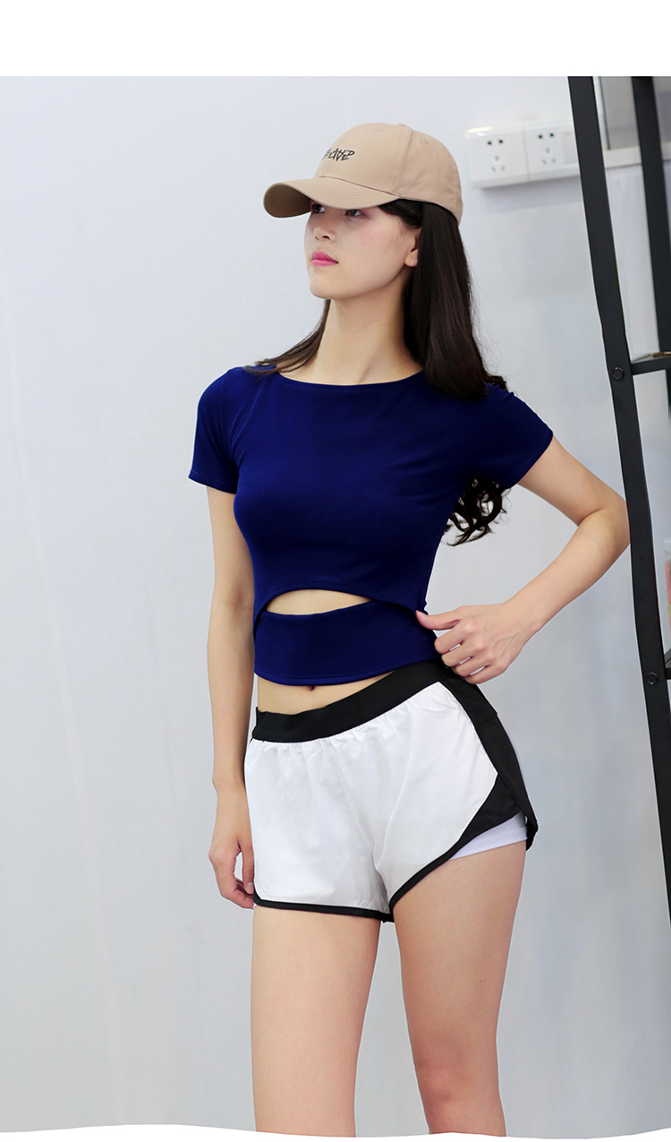 Sexy vest thể thao hàng đầu phụ nữ ngắn tay khô nhanh thể dục ngắn t-shirt nửa tay rốn chặt chẽ-phù hợp yoga quần áo giản dị áo phông nam anta chính hãng