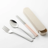 Креативная милая портативная посуда из нержавеющей стали, комплект, портативные палочки для еды, вилка, ложка для школьников, 3 предмета