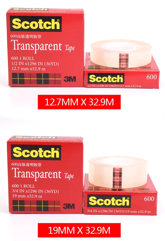 3M600 Baijia Băng Scotch Thử nghiệm mực dầu hấp dẫn Kế liệu hấp dẫn 12,7 / 19mm Keo dán đơn rộng để xé xuống cường độ dính 3M Băng văn phòng phẩm chống thấm trong suốt