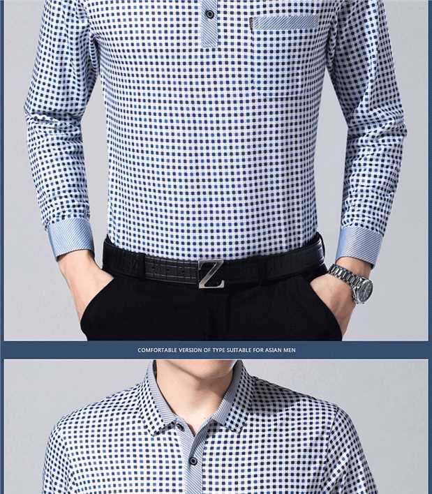 Áo cotton nam trung niên mùa xuân cha áo sơ mi dài tay áo thun lụa tơ tằm áo thun polo nam