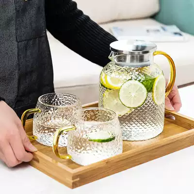 Japanese hammering glass cold kettle high temperature resistant household large capacity explosion proof glass cold kettle set juice jug pot