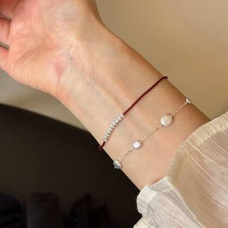 手链豆豆简约3358B女圆形手环港风纯银925亮银色小众个性设计