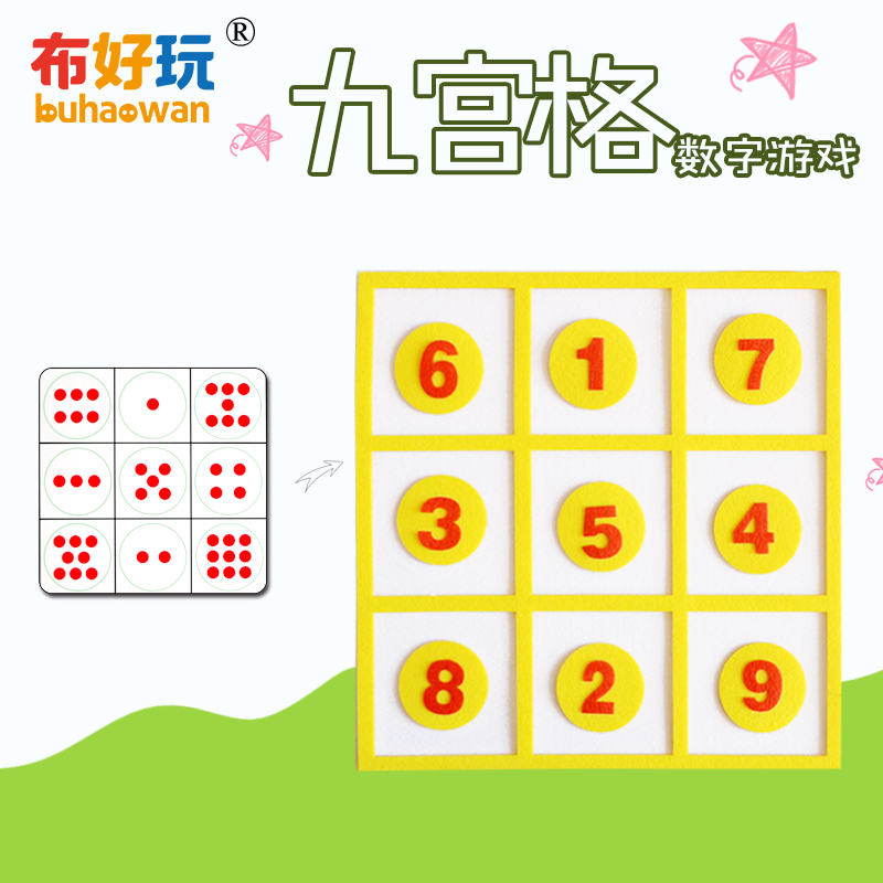 (Cloth fun_middle class mathematics area) kindergarten area corner toy Nine Palace grid digital game self-made teaching aids