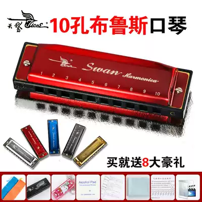 Swan harmonica 10 holes blues harmonica beginner professional adult C tune harmonica children students professional teaching