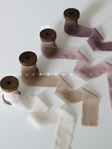 Rice Brown Bean Sand Thin retro wood Spool Silk Satin vows this hand to hold a flower strap hand tent with swing pat props