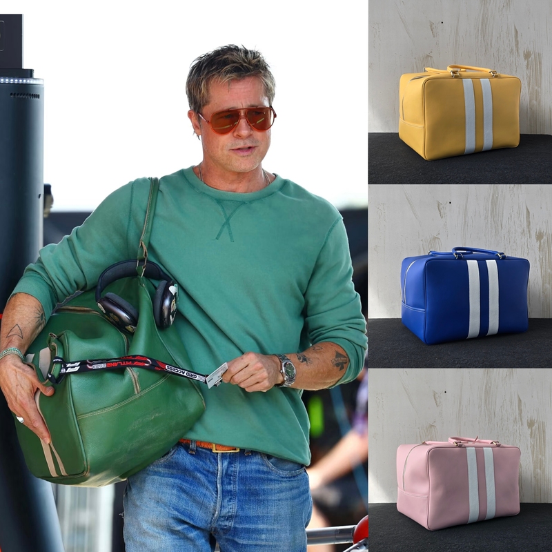 Brad Pitt's Same Style Genuine Leather Canelé-Style Fashionable Large-Capacity Personalized Car Bag for Travel, Commuting, and Fitness
