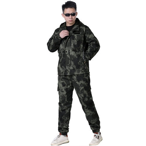 Утепленный хлопковый удерживающий тепло камуфляжный эластичный износостойкий комплект для работы, защита от ожогов