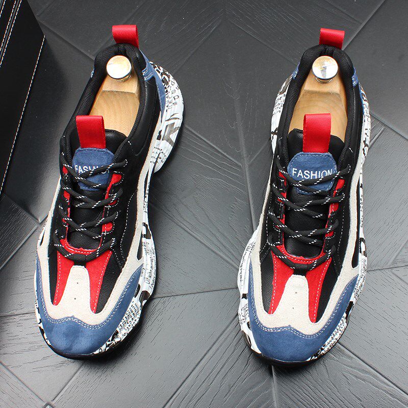 Hong Kong dad shoes men's new Korean version of all-match sports casual shoes thick bottom color-blocking outdoor running shoes ins tide shoes