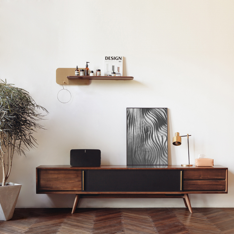 Mountain Hidden Creation Mans TV Cabinet Nordic TV Cabinet North American Black Walnut All Solid Wood TV Cabinet Floor Light Luxury