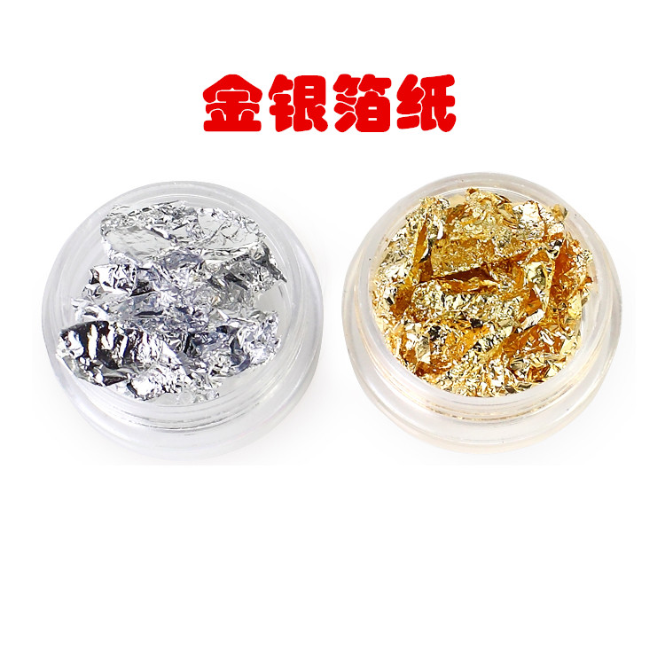 New Japanese manicure gold foil paper color jewelry gold and silver tin foil paper nail decoration phototherapy nail sticker nail shop