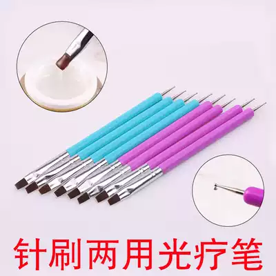 Nail double pen needle brush often dual-purpose Manicure brush set flat head light therapy pen point flower pen single brush glue point drill pen