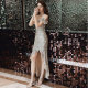 Host small dress female banquet temperament ladies sexy evening dress noble sequins slim aura queen dress