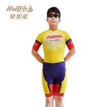 Spring and summer tight-fitting one-piece short-sleeved speed skate roller skating suit elastic Lycra custom