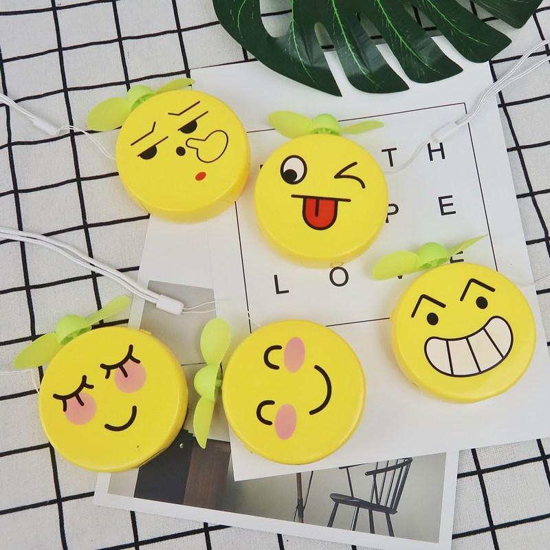 USB handheld mini small electric fan student rechargeable pink cute pig cartoon expression pack fan