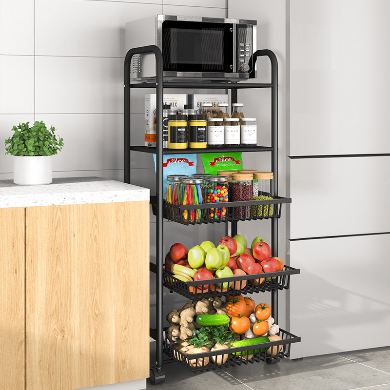 Pull-out kitchen storage rack floor-to-ceiling multi-layer vegetable basket home vegetable rack vegetable fruit and vegetable storage rack