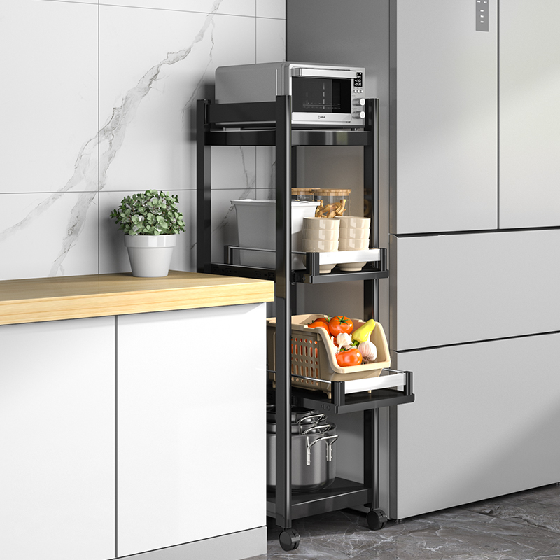 Drawer-type kitchen shelf landing multi-layer pumping special storage frame multi-function shelf clamp receiving cabinet