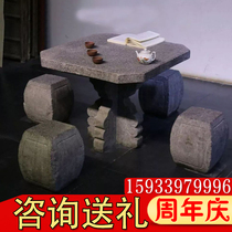 Stone table stone bench courtyard garden villa garden home chair natural marble Chinese antique special room Outdoor