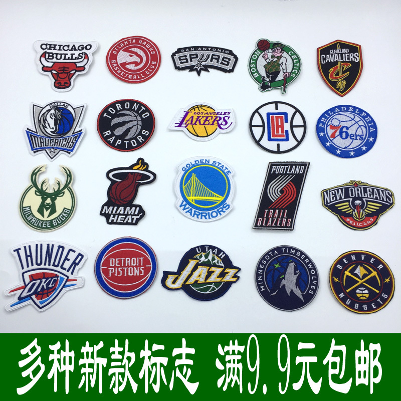 Nba Basketball Team Logo Lakers Warriors Brooklyn Nets Clothing Embroidery Badge Accessories DIY Patch Fabric Sticker Applicable