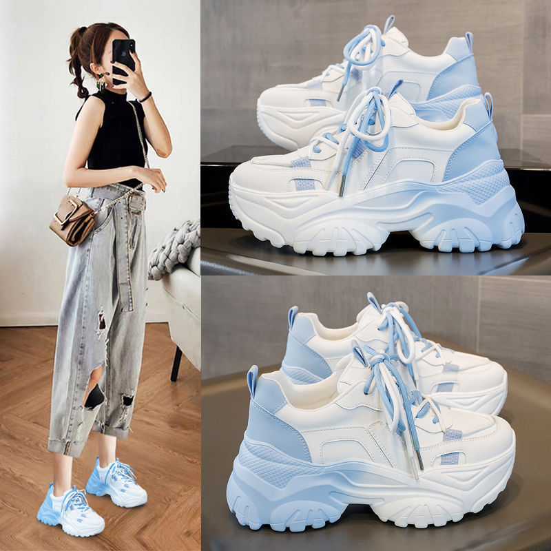 2026 Spring/Summer Gradient Patchwork Thick-Soled Shoes Versatile Casual Sports Trendy Women's Shoes White Sneakers Dad Shoes for Women 2026 Spring/Summer Gradient Patchwork Thick-Soled Shoes Versatile Casual Sports Trendy Women's Shoes White Sneakers Dad Shoes for Women