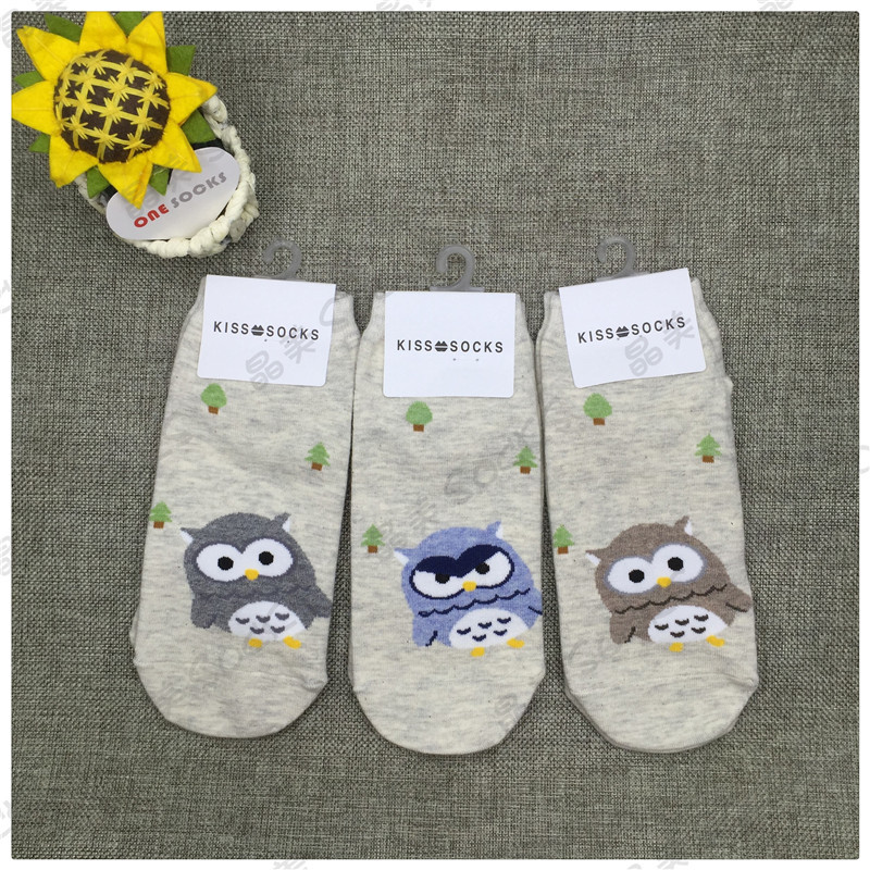 Korean Imported Kiss Socks Fine Cotton Cartoon Owl Short Tube Socks Casual and Stylish Korean Imported Kiss Socks Fine Cotton Cartoon Owl Short Tube Socks Casual and Stylish