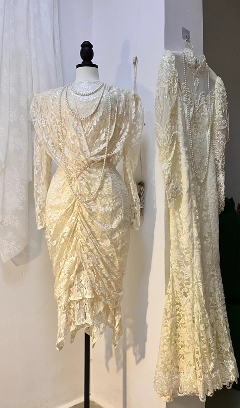 [033] "Rose Garden" 80S Gatsby-Style Dress Wedding Dress Vintage Fishtail Elegant Light Gauze