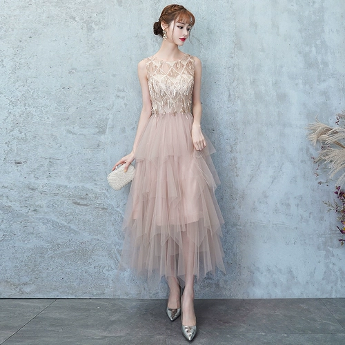 Розовое небольшое платье подружки невесты, демисезонное вечернее платье