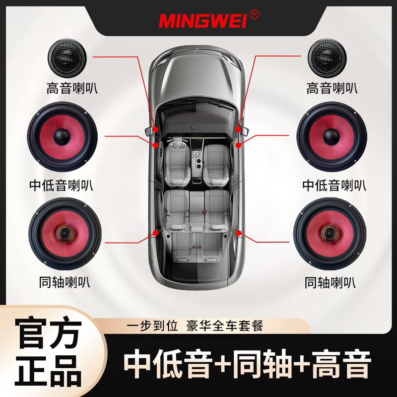Mingwei Car Audio Speakers Lossless High, Mid, and Low Bass Modification Super Loudspeaker Universal Set