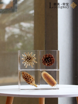 植物标本蒲公英蝴蝶透明摆件客厅书房现代轻奢树脂设计师软装饰品