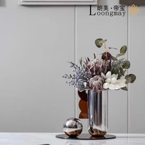 Vase decoration model room soft decoration modern light luxury creative living room porch dining table stainless steel flower arrangement