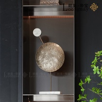 Modern light luxury home model room sales soft decoration crafts ornaments metal white marble round sculpture