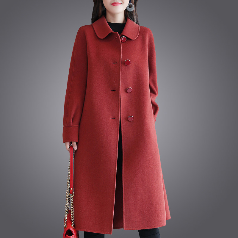Double face cashmere female coat 2022 new medium long version cloak type 100% wool loose autumn and winter clothing fur coat