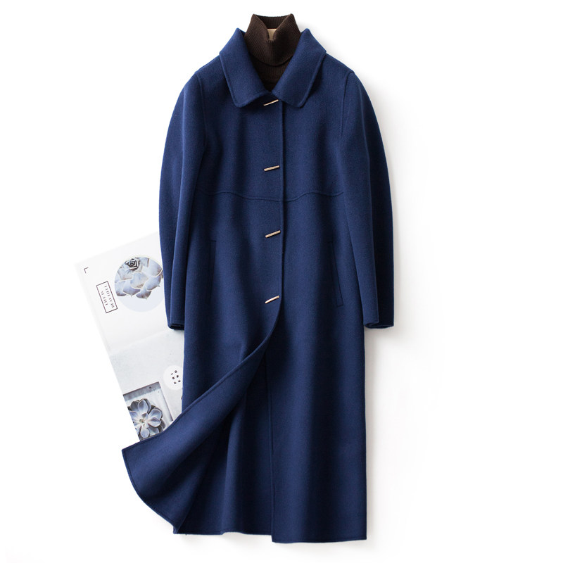 2021 autumn and winter new double-sided cashmere coat women over the knee long high-end elegant Hepburn style double-sided coat