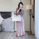 Half-high collar knitted dress women's autumn and winter 2022 new mid-length slim sweater bag hip ruffled fishtail skirt