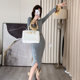 Knitted dress autumn 2022 new women's mid-length slit slim-fit over-the-knee bottoming coat sweater skirt