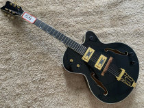 Stock tail single jazz jazz electric guitar ebony fingerboard full hollow thick body black gold professional grade