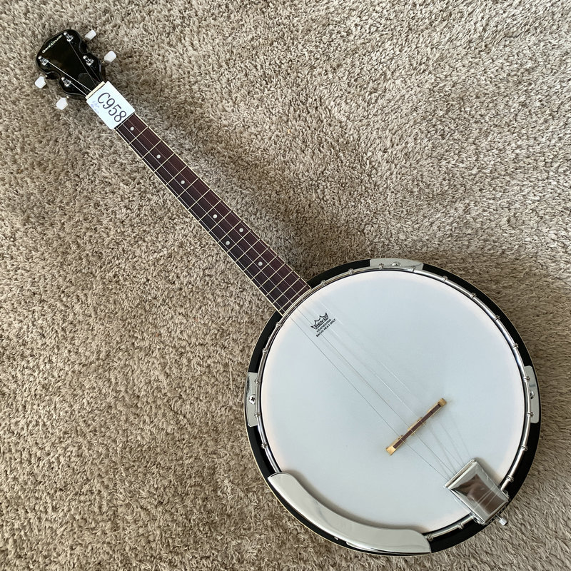 Uk Gear4Music 4-String Banjo Mahogany Remo Imported Drum Head in Stock