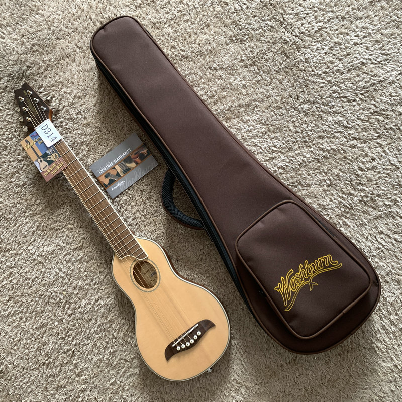 American Washburn Warrior 34inch Spruce Folk Acoustic Guitar with Single-Board Top, Travel Guitar with Bag, Multiple Colors