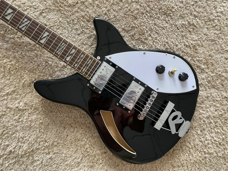 Outlet Custom RIC style Half hollow Inn Style 6 String Electric Guitar R Pull String Plate Black Bright Light Professional Class-Taobao