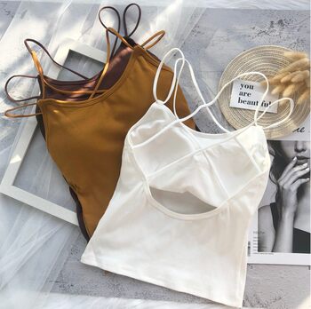 Sexy cross chic back wear ຂອງແມ່ຍິງ camisole underwear versatility ຕ້ານການ exposure ຫໍ່ເທິງເຕົ້ານົມທີ່ມີ pads ເຕົ້ານົມ