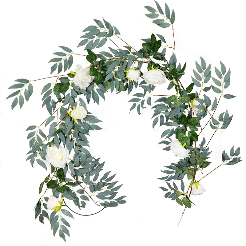 Simulation Vines Willow Leaves Rose Flowers Vines Birthday Balloon Dress Nursery Decoration Wedding Arrangement Entwined Vines