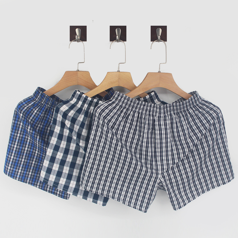 Men's Loose Cotton Boxer Shorts, Woven Plus-Size Summer Home Sleepwear, Breathable Large-Size Four-Corner Shorts