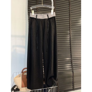 2025 Winter New Color-Block Slimming High-Waisted Fleece-Lined Curved Hem Pants for Women, Comfortable, Age-Reducing, Soft, Casual Sweatpants, Trendy Outfit