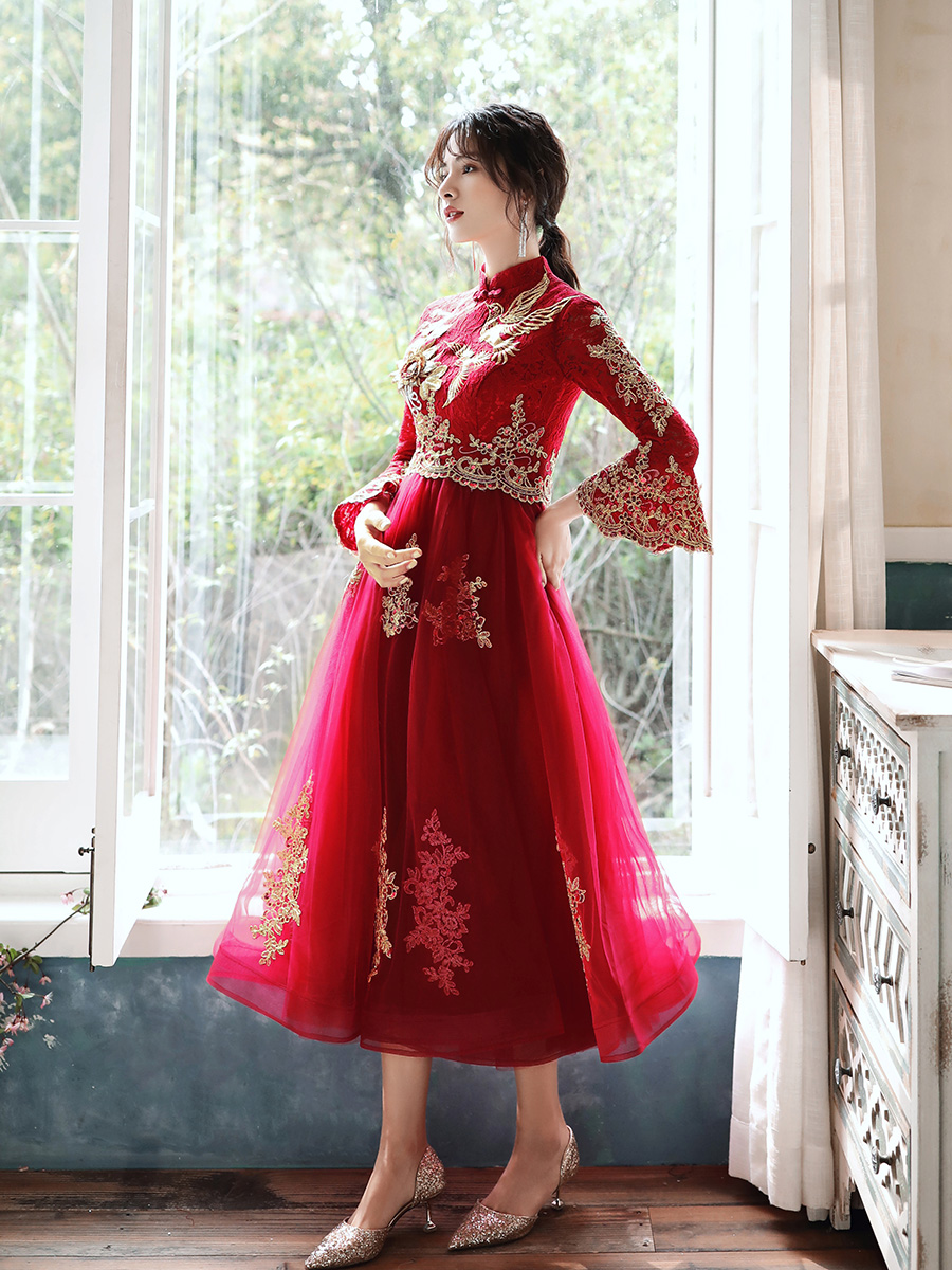 Evening dress for pregnant for bride, suhe traditional wedding dress, red cheongsam, plus size, Chinese style Evening dress for pregnant for bride, suhe traditional wedding dress, red cheongsam, plus size, Chinese style