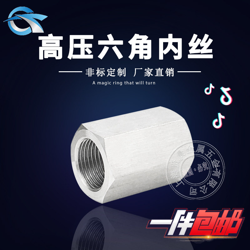 304 stainless steel hexagonal stick internal wire high pressure internal wire M14 * 1 5M20 * 1 5 size head internal thread straight through NPT