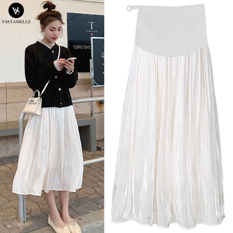 Pregnant woman skirt summer 2021 new fashion mom medium and long version white elegant super fairy fairy pregnant woman skirt thin section